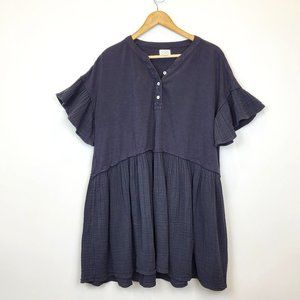 Mud Pie Black Oversized Flowy Short Sleeve Cotton Mini Dress, Size Small, GUC